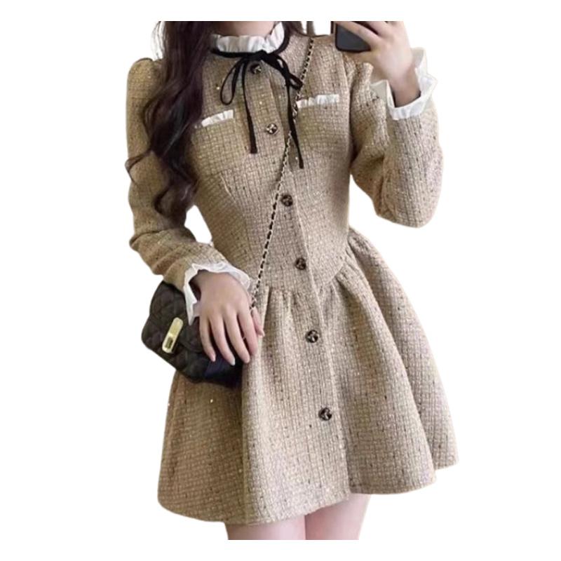 Women's Dresses 2023 New French Fashion Waist Design High-end Dress A-line Skirt Autumn and Winter Dress Chic and Elegant Ladies