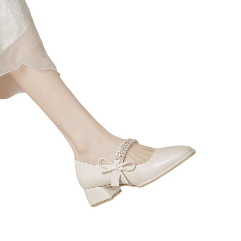 Туфли Мэри Джейн на высоком каблуке, женская мода, универсальные, толстые, средние, квадратные, с мягкой подошвой, французские, маленькие, кожаные, женские