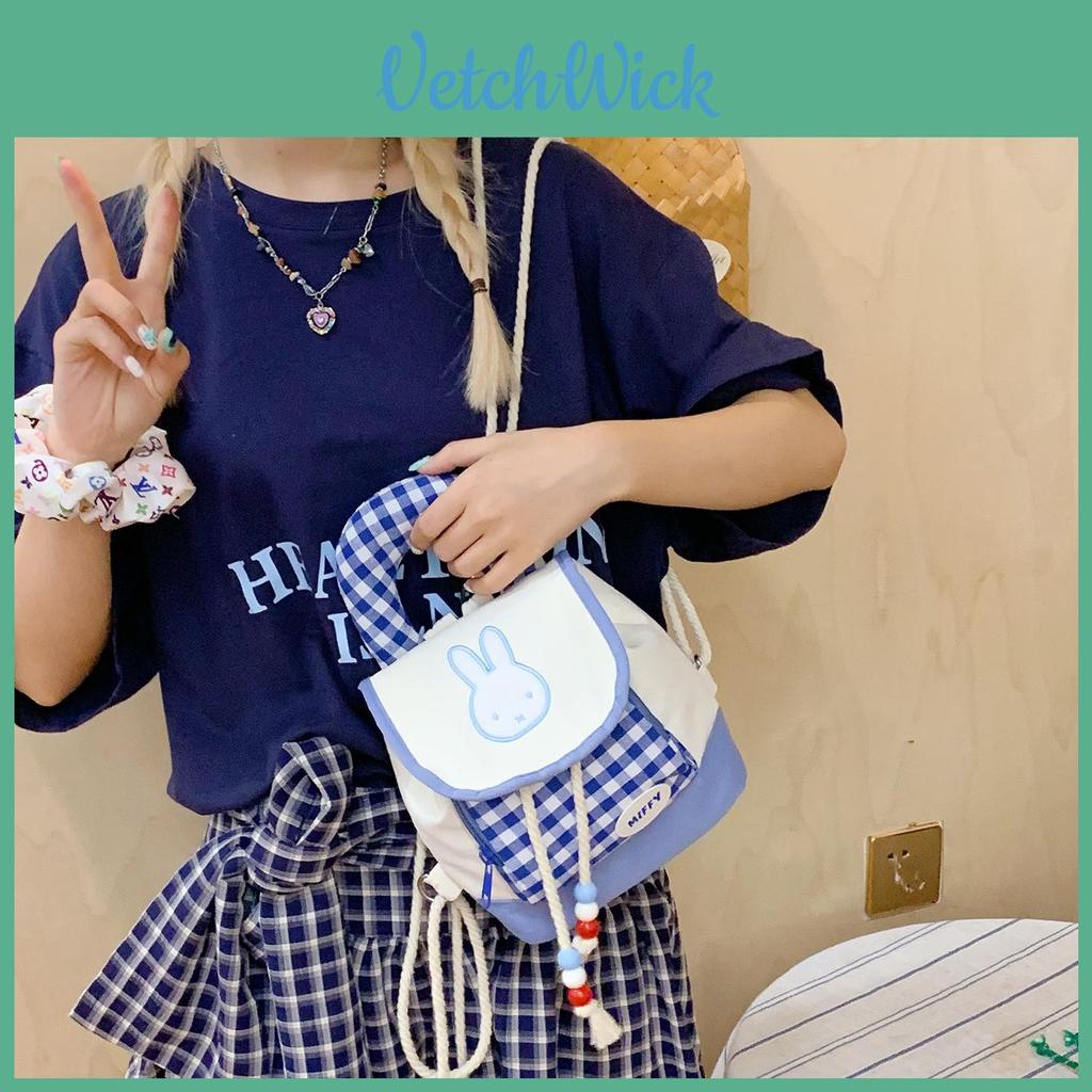 Miffy Cartoon Bunny Mini Backpack For Girls With Nylon Material And Inside Pocket For School Use