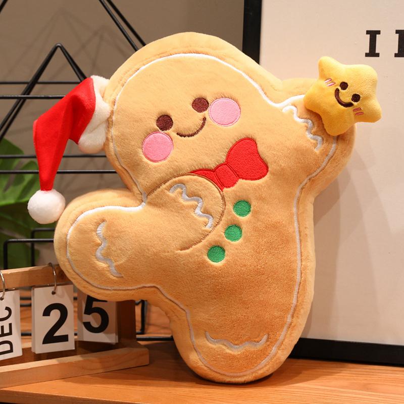 Star Wish Gingerbread Man Plush Kawaii Sweet Doll Christmas Biscuit Lovely Toy Pillow Cushion Soft Gift For Kids Friend