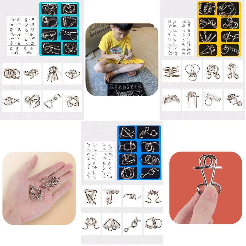 Детский набор развивающих игрушек Головоломка «Девять связанных колец», Подарок-головоломка, Полный набор разблокируемых колец, Восемь штук, Замок Лу Баня