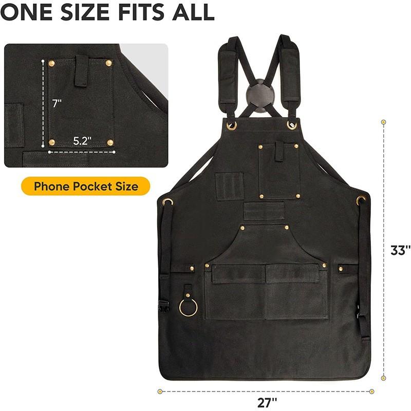 Heavy Duty Canvas Apron With Multiple Pockets Woodworking Electrician BBQ Grilling Outdoor Work Unisex