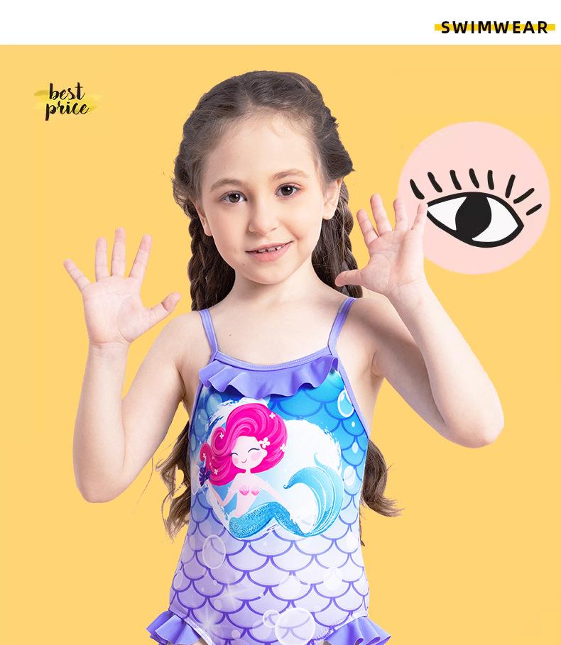 Купальник-халтер с оборкой и принтом «Русалочий хвост» для девочек (2025)