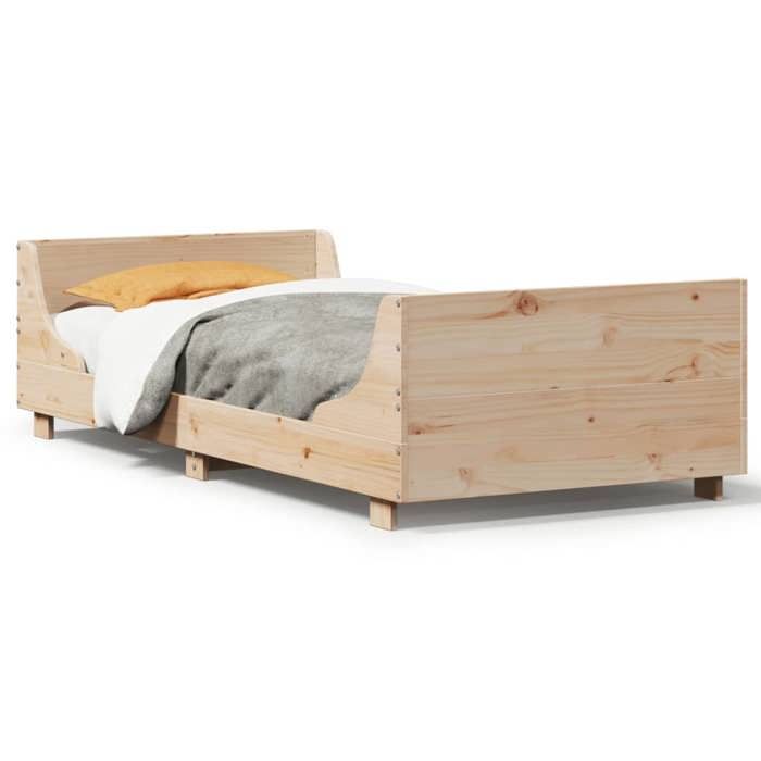 VidaXL Cadre de lit et tête de lit 100x200 cm bois de pin massif, meuble de chambre, sommier, lit en bois, lit, lit simple 850773