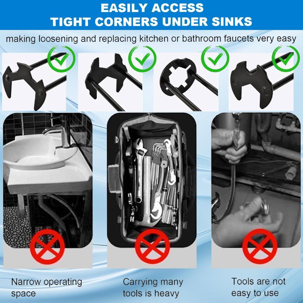 Carbon Steel Basin Wrench 7 Sizes Sink Wrench Set Plumbers Wrench Faucet Wrench  Tight Spaces