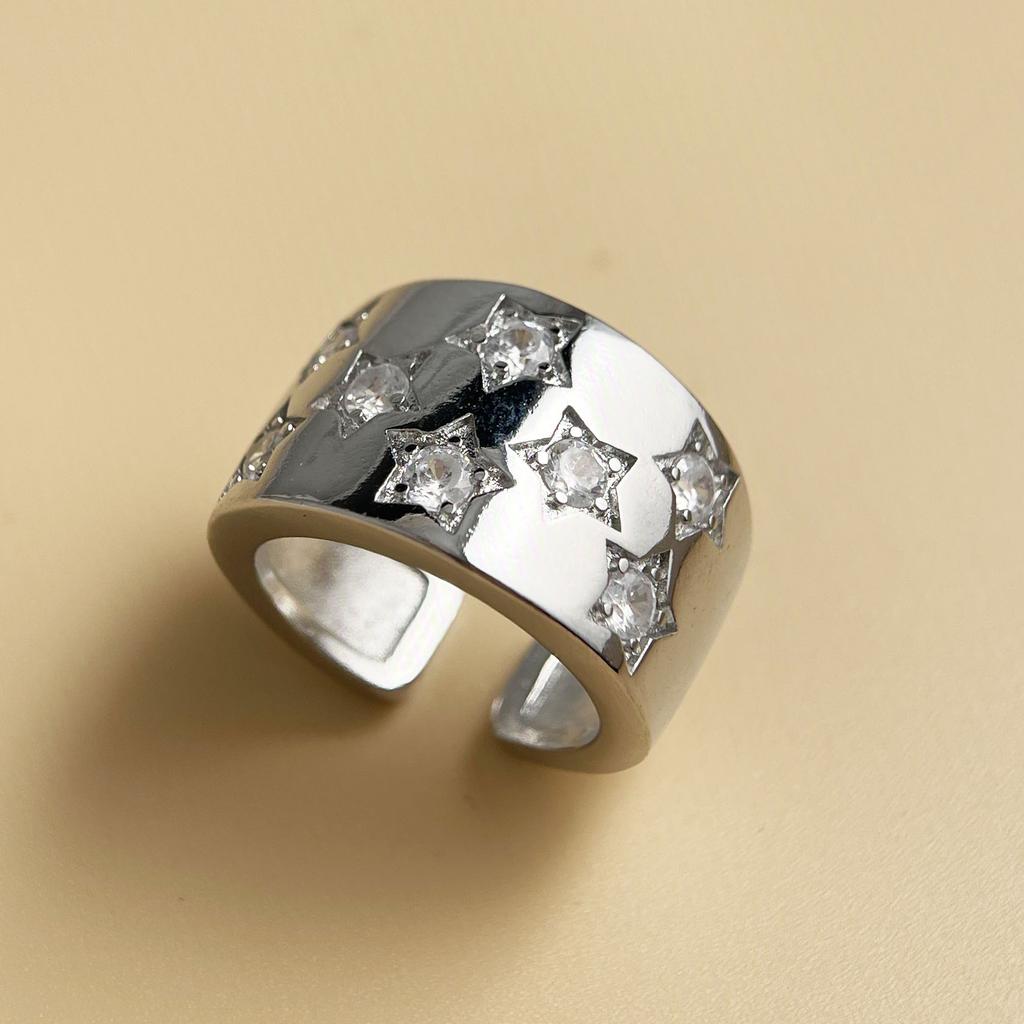 925 Sterling Silver Rings for Women Men Couple Minimalist Handmade Star Zircon Ring Party Jewelry Gift Prevent Allergy
