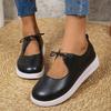 Wish Fashion Large Size Autumn New Round Head Front Lace-up Solid Color Casual Single Shoes Women