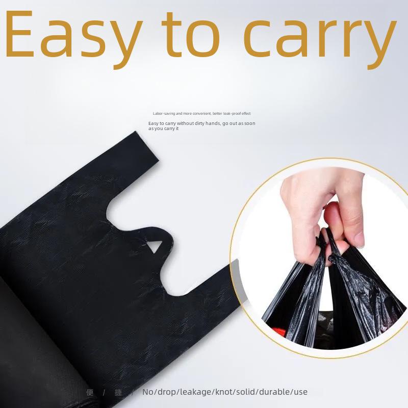 Heavy-Duty Black Kitchen Garbage Bags - Large Disposable Vest-Style