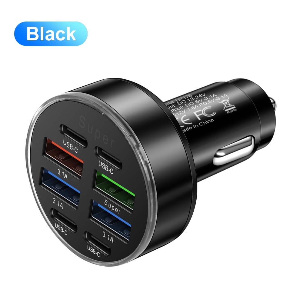 Автомобильное зарядное устройство USB Total 120W PD Type C для быстрой зарядки автомобильного телефона для iPhone Samsung Xiaomi