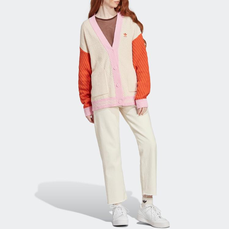 Adidas Оригиналы SS23 Adicolor 70s Retro Series Вязаный кардиган Женские кардиганы Wonder-White IK7495