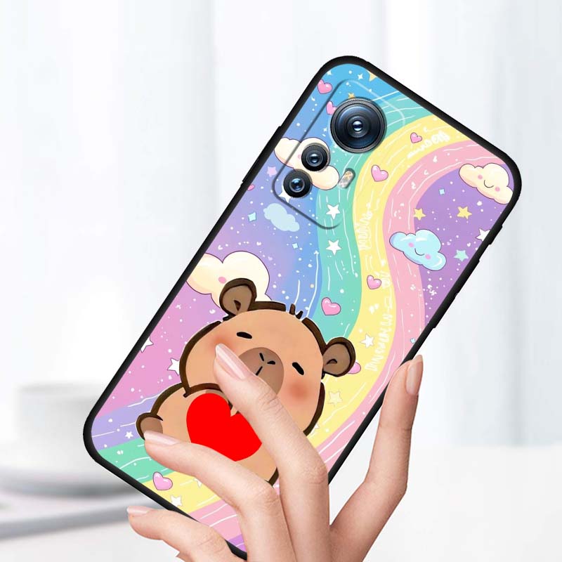 Мультяшный Аниме Капибара Арт Для Xiaomi Mi 15 14 13 13T 12 12T 12S 11 11i 11T Pro Ultra Lite 5G Черный Мягкий Чехол для Телефона