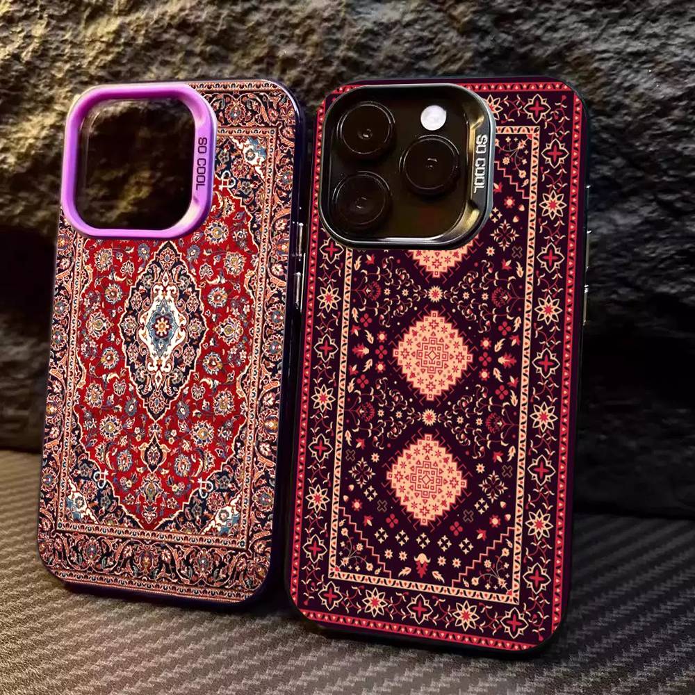 Чехол для телефона с цветочным узором в стиле персидского ковра для IPhone 17 16 15 14 13 12 11 Pro Max Plus Pro Цветной корпус