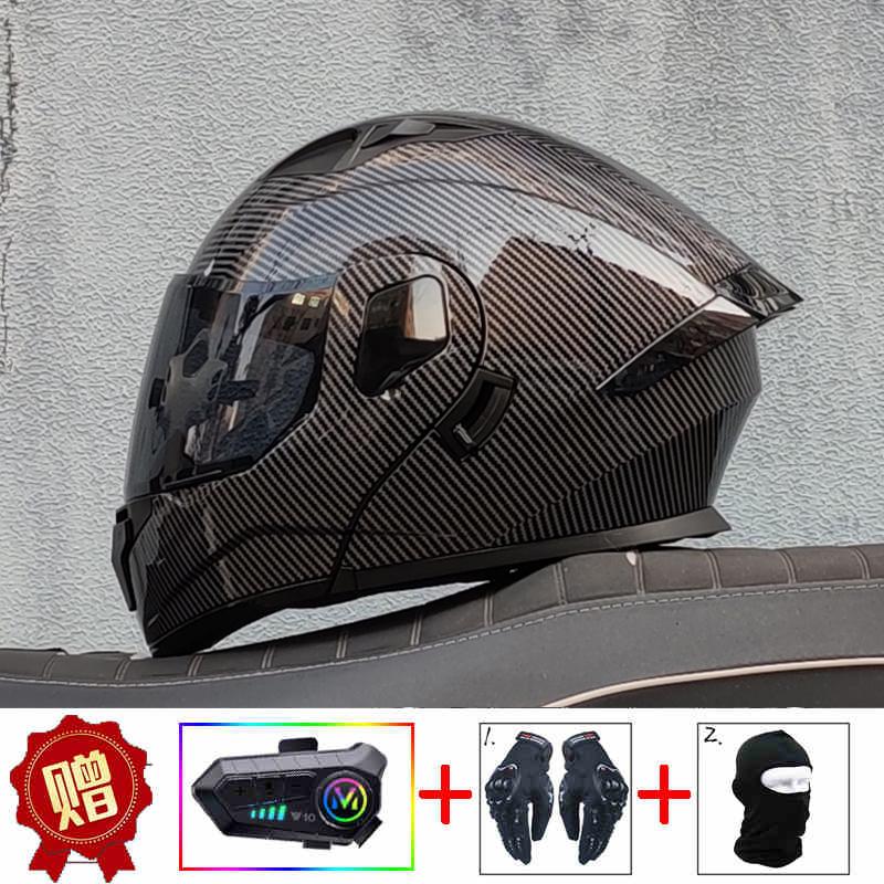 ORZ High-quality Motorcycle Professional Racing Flip Helmet ABS Material Modular Dual Lens Bluetooth Helmet DOT Certification
