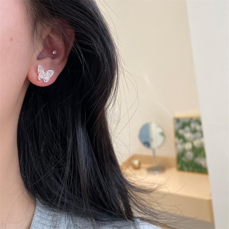 Милые серьги-гвоздики в форме опала в форме бабочки для женщин и девочек, изысканные серьги-гвоздики в форме бабочки и жемчуга, ювелирные изделия, подарки