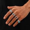 4Pcs Gold Silver Rhinestone Open Ring Irregular Exaggerate Rings Colored Gemstone Rings  Party