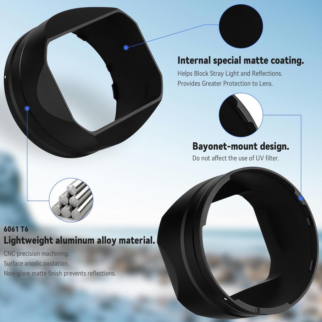 Haoge Metal Square Lens Hood for RICOH GRIII GR3 HDF Camera Accessories