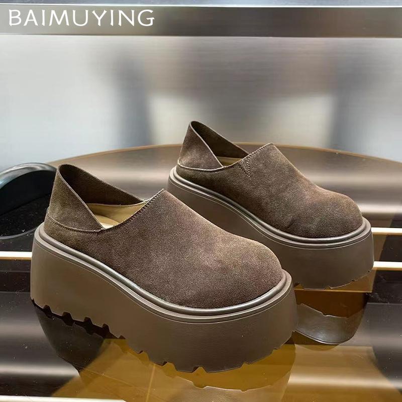 Женские туфли-лоферы с леопардовым принтом на платформе Модные замшевые туфли на среднем каблуке Дизайнерская повседневная обувь 2025 года Тренд Зима Новый Бренд Chaussures Lady