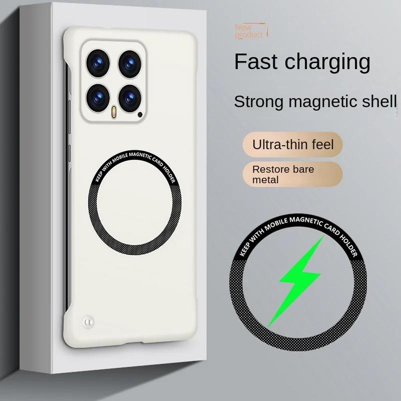 For Magsafe Magnetic Frameless Hard Phone Case for Xiaomi Redmi Note 14 Pro Plus 14Pro Wireless Charging Shockproof Matte Cover for Redmi Note14 5g