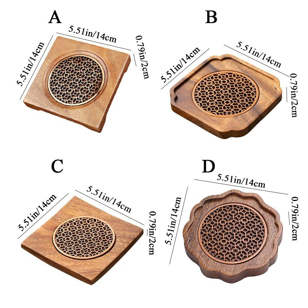 Anti-slip Wooden Teapot Holder Square Wood Teapot Mat Practical Square Wooden Tea Mat  Bathroom