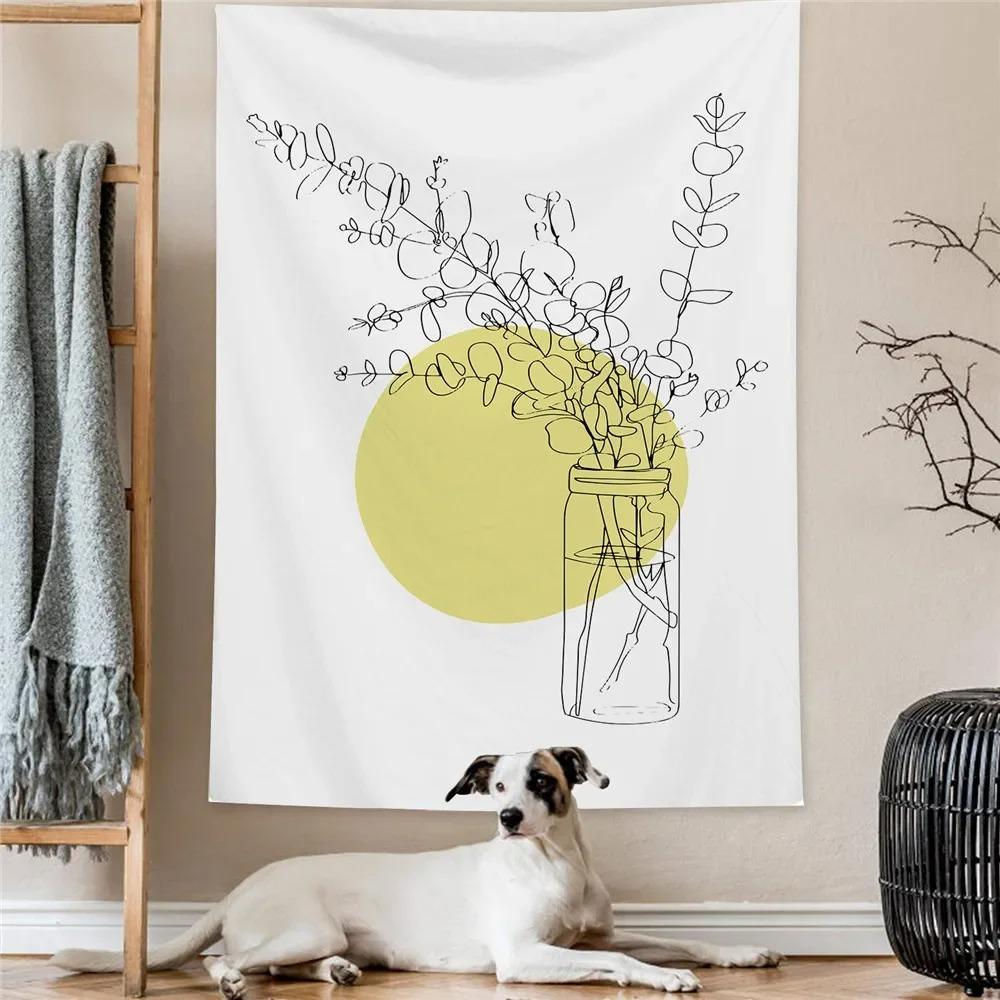 Абстрактные минималистские линии Декоративный гобелен Украшение стены дома Гостиная Офис Гобелен