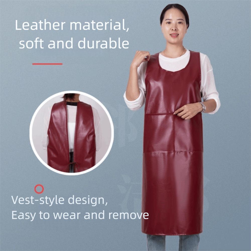 PU Leather Work Smock Oil-proof Cooking Work Clothes Durable Cleaning Apron  Dog Grooming