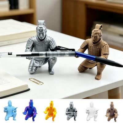Настольное украшение «Терракотовый воин», 3D-печатный подставка-стакан для ручек в виде солдата для офиса, Креативный держатель для карандашей «Древний воин», Украшение для домашнего офиса, Подарок