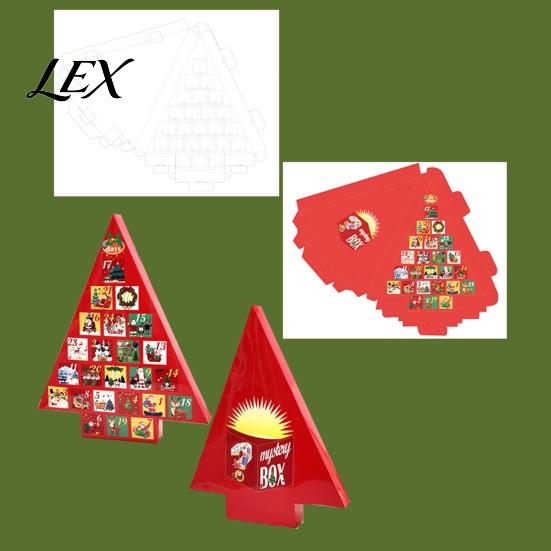 Multi Compartment Gift Box Christmas Tree Advent Calendar Box, DIY Surprising Shaped Paper Hole Punch Fillable Countdown for Candy Small Toys,