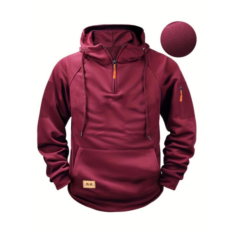 Men's Hooded Sweatshirt with Zipper Multiple Pockets Sports Casual Jacket