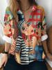 Gingerbread Man Printed Women's Shirt Christmas Elements New Loose Casual Short Sleeve Lapel Top