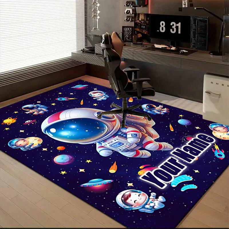 1PC Custom Name Space Adventure Journey Theme Floor Mat Ideal for Living Room, Game Rooms, Office, Bedroom Floor Mat Playful Design