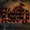 Halloween Decorations Indoor-3 LED Marquee Light Up Letters Black Boo Sign Letter Lights for Home Indoor Kitchen Fireplace Party