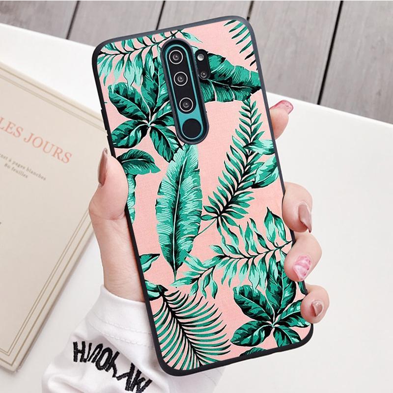 Retro Banana Leaf Flower Black Silicone Phone Case For Redmi Note 8 7 Pro S 8T for Redmi 9 7A Cover Shell