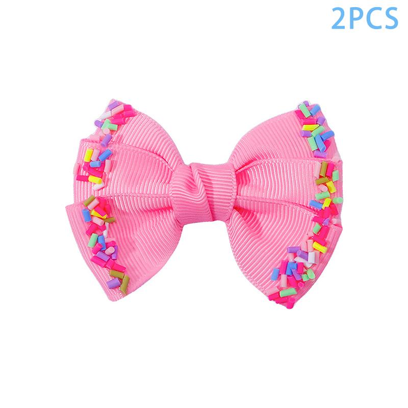 2/6Pcs Baby Solid Hair Bows Hair Clips Ribbon Bow Hairpin For Girl Cheer Bowknot Barrettes Children Headwear Hair Accessories
