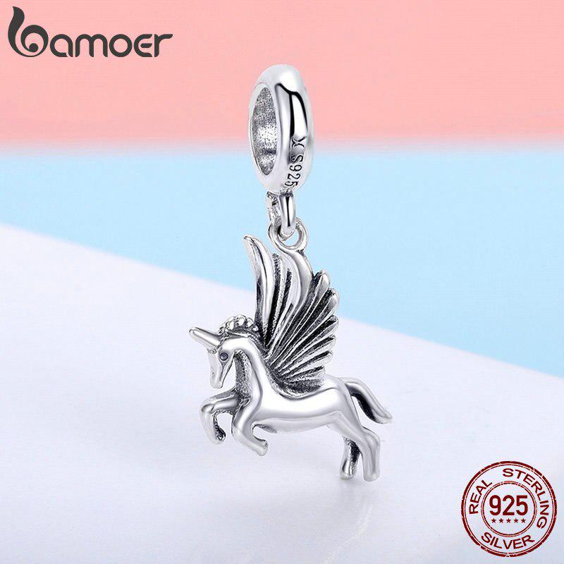 BAMOER Аутентичный Стерлингового Серебра 925 пробы Модный Подвеска с памятью подходит для женщин браслет-подвеска DIY