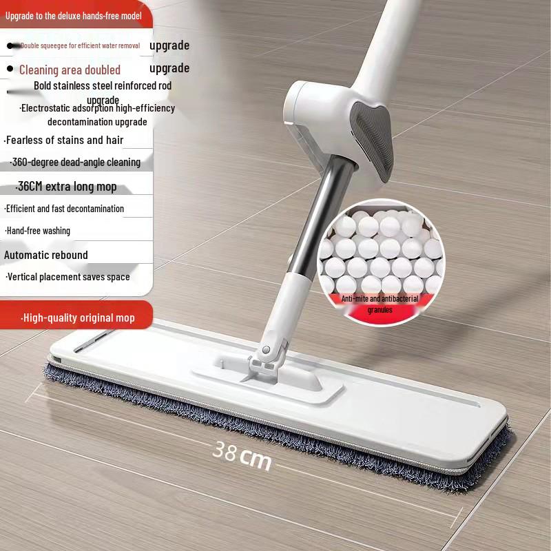 Hand-Free Flat Mop for Wooden and Tile Floors