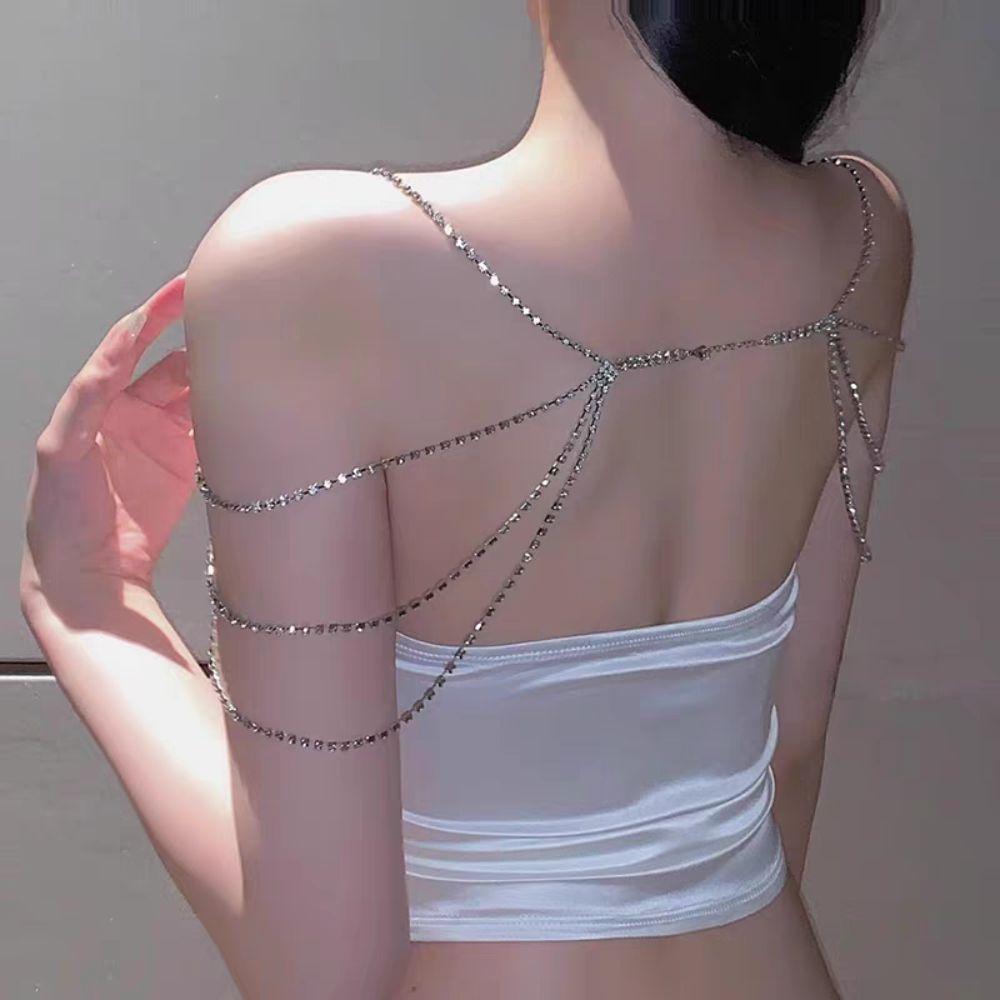 Luxury Bling Body Chain Water Drop Rhinestone collarbone chain Gift Women's Shoulder Chain  Bridal