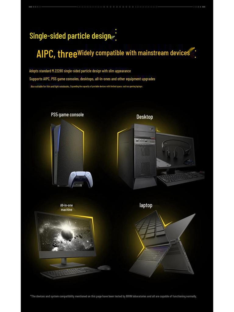 Игровая консоль Biwei 2TSSD M.2 NVMe NV7200 AI с SSD PCIe 4.0 на 1 ТБ