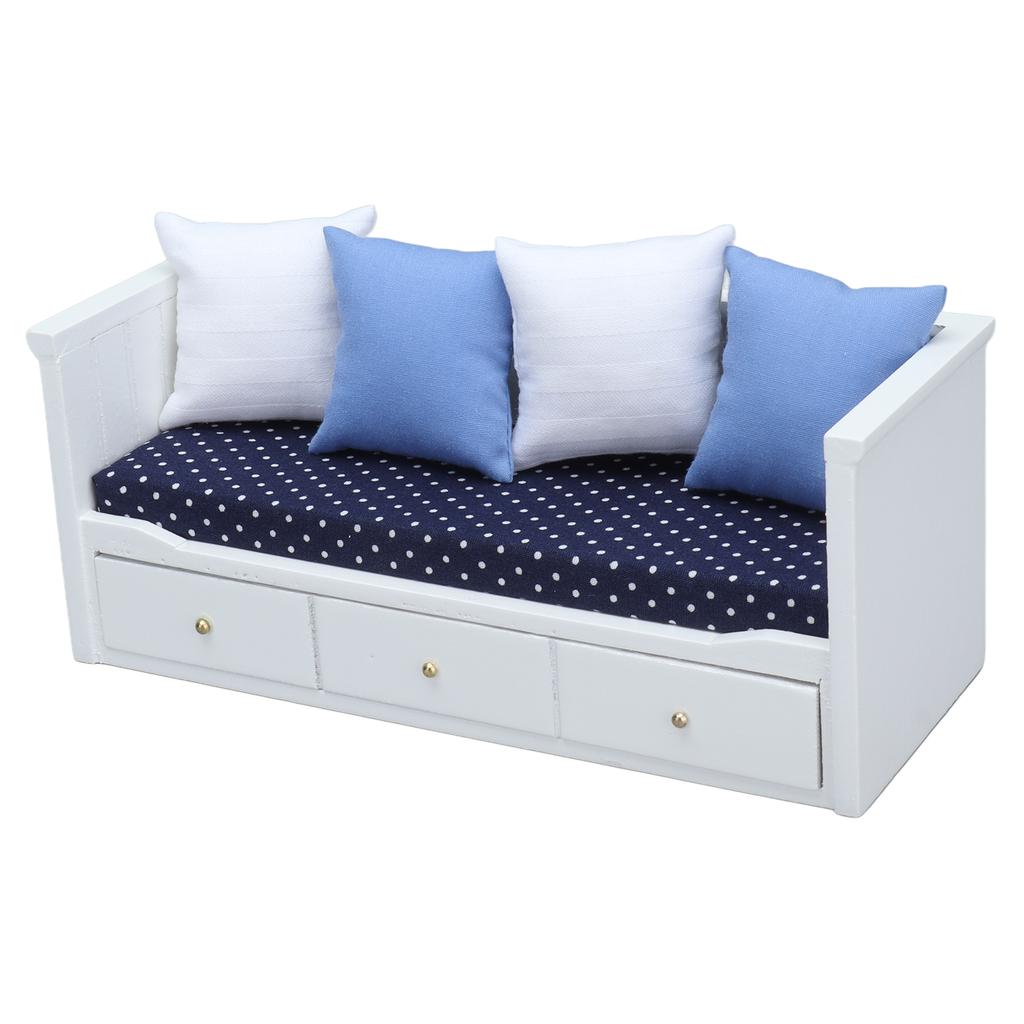 1:12 Dollhouse Sofa Toys Mini Wooden Furniture Model Dollhouse Bedroom Living Room Decoration