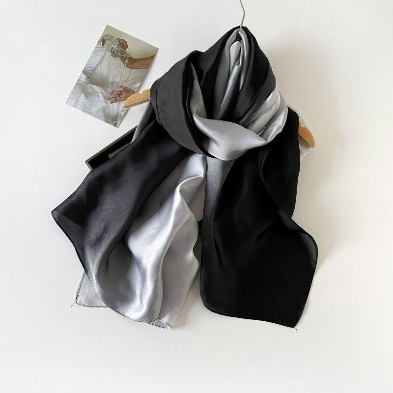 Градиентный однотонный шарф, универсальный атласный шарф, удлиненный платок, темпераментная летняя длинная женская шаль