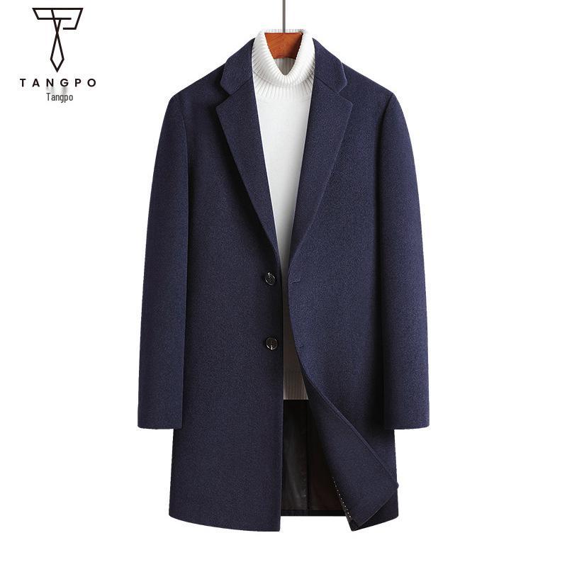 Men's Mid-Length Wool Slim Fit Trench Coat