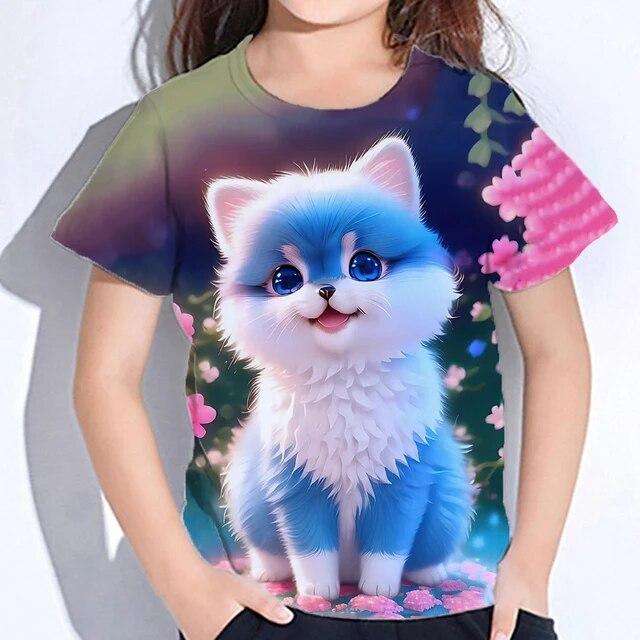 Cute Furry T-shirts Girl 3d Print Animals Kids Tops Autumn Korean Children's Clothing Child Tee Shirt Fashion 23 Style