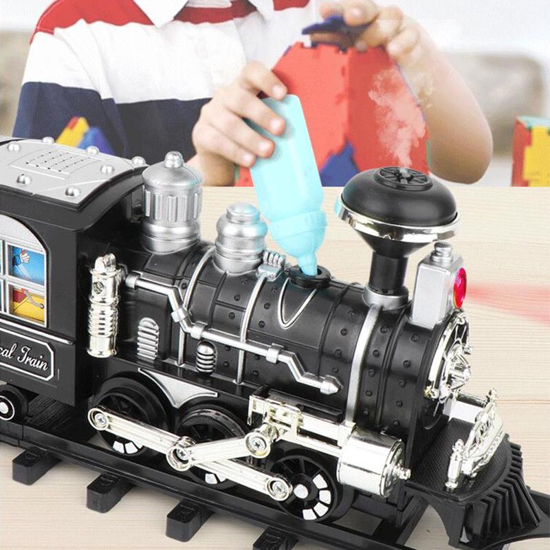 New Children Electric RC Train Railway Toys Simulation Of Track Programming Classical Steam Christmas Train Children Gift
