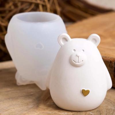 3D Милый Маленький Медведь Свеча Силиконовая Форма DIY Ручная Работа Любовь Гипс Бетон Кастинг Украшение Смола Форма Домашний Настольный Декор Ремесла