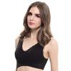 Chic Women Front Cross Side Button Lace Wireless Push Up Bra Brassiere Underwear
