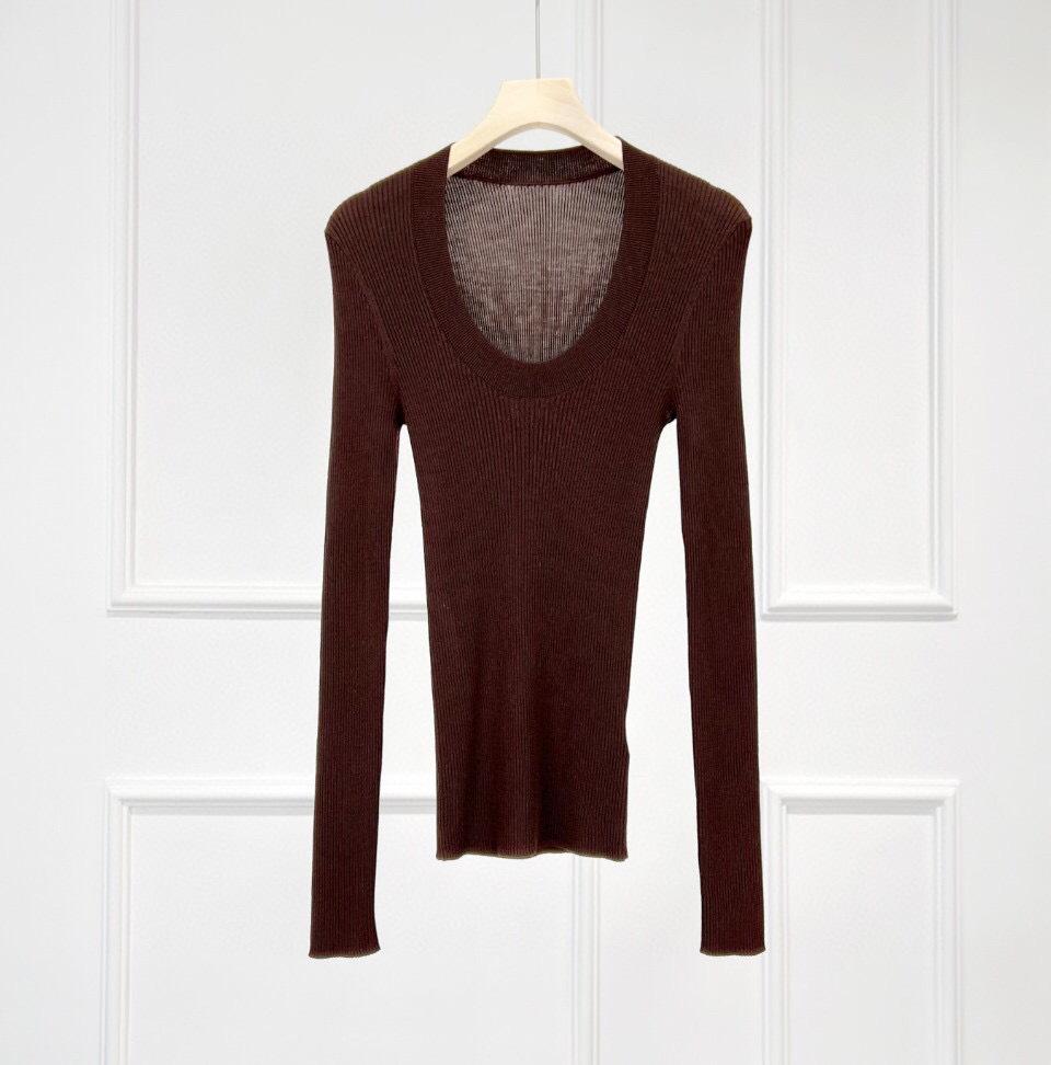 Amaia 2.0 Classic Style Water Drop U-Neck Slimming Wool Knitwear - Women's Long Sleeve Early Spring