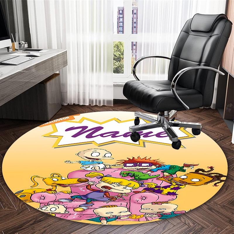 Customizable R-Rugrats in paris2 Round Non-Slip Carpet - Ideal for Garden, Picnic, Office, Perfect for Decoration, Suitable For All Seasons