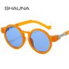 SHAUNA New Round Women Steampunk Sunglasses Shades UV400 Fashion Men Orange Blue Sun Glasses Clear Gradient Frame