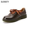 Мода Comemore Женские Оксфорды Женская Обувь Дамская Кожа Женский Круглый Носок Шитье Ретро Удобная Обувь Обувь Лолиты 2025 Коричневый 40