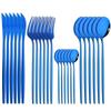 Mirror 24pcs Dinnerware Set Western Stainless Steel Cutlery Set Black Fork Spoon Silverware Set Knife Flatware Set Tableware Set