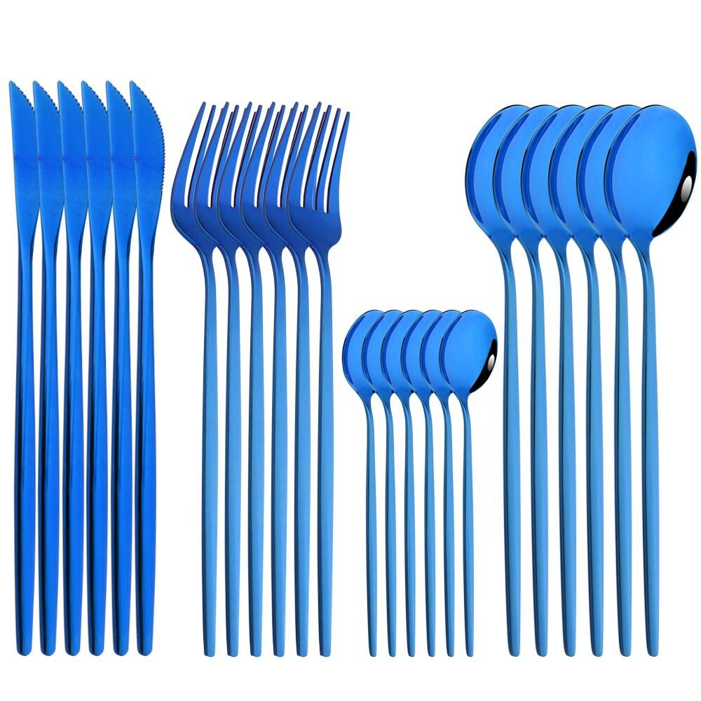 Mirror 24pcs Dinnerware Set Western Stainless Steel Cutlery Set Black Fork Spoon Silverware Set Knife Flatware Set Tableware Set